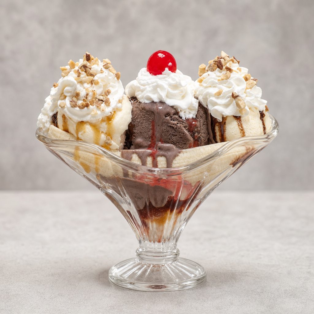 Traditional Banana Split.