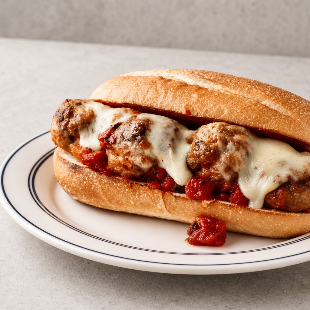 Meatball Parmigiana Sub.